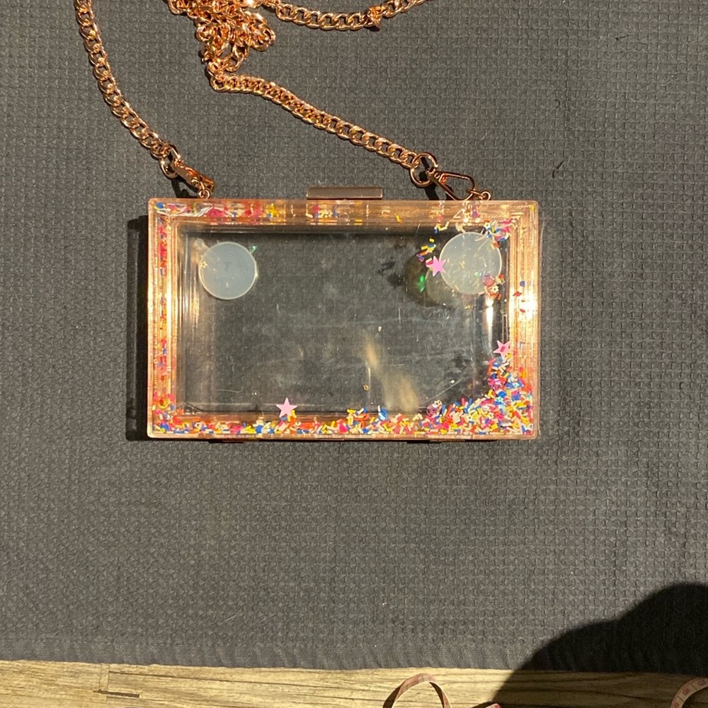 Clear Acrylic Clutch with Colorful Confetti